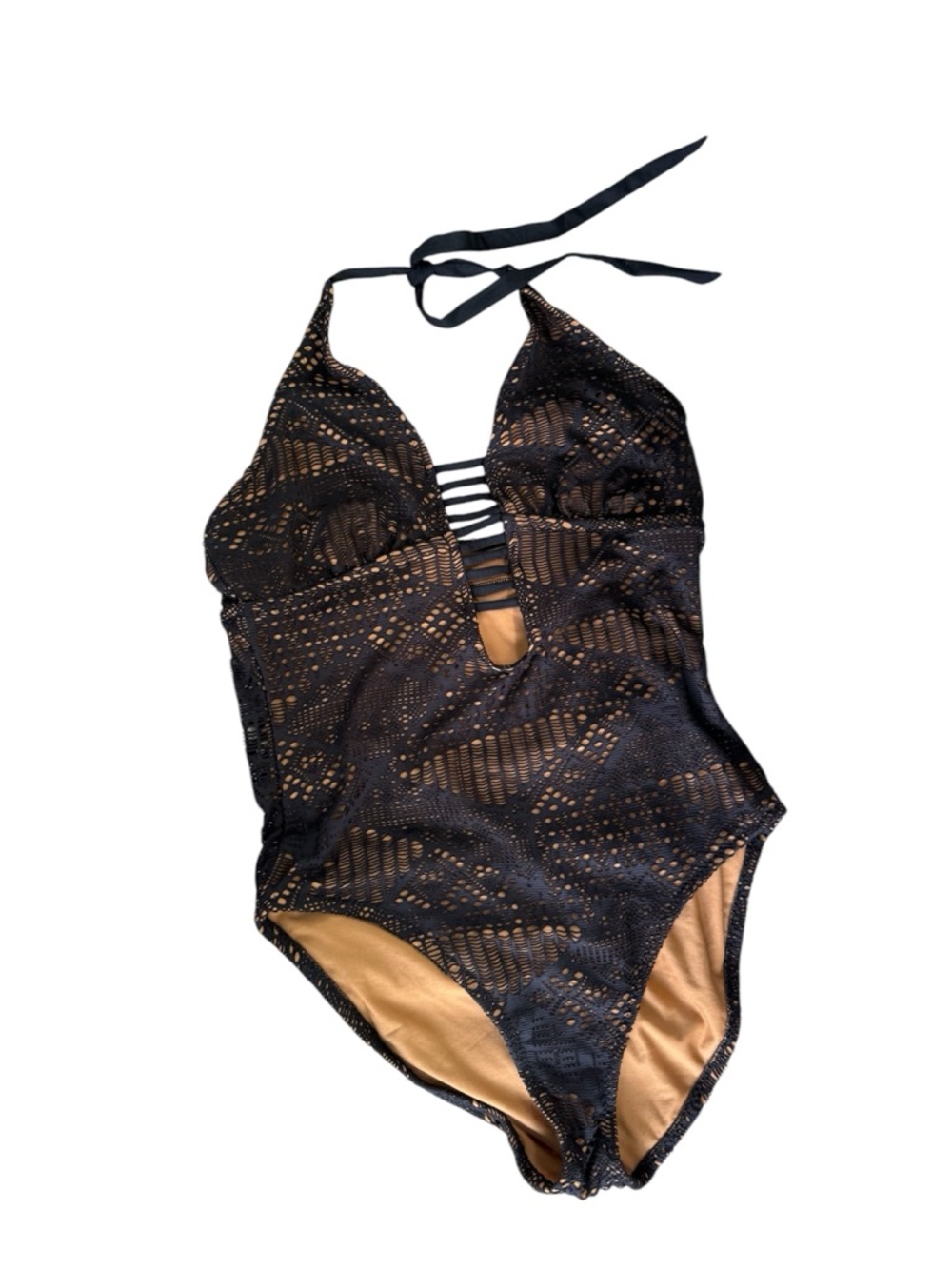Massimo Black Crochet One-Piece Swimsuit